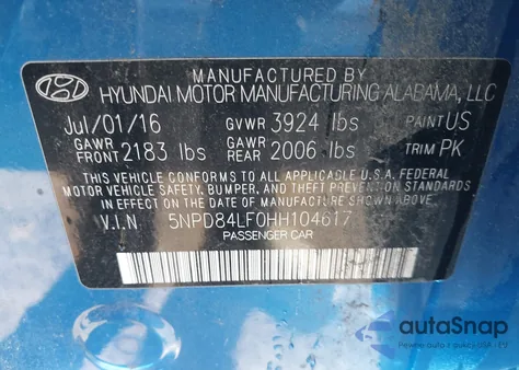 2017 Hyundai Elantra Limited из США, поврежденный, VIN 5NPD84LF0HH104617